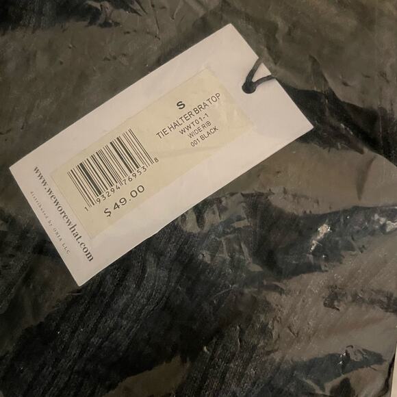 WeWoreWhat Halter Bandeau Cris Cross Crop Charcoal Black Tie Bra S NWT Revolve - Picture 6 of 7